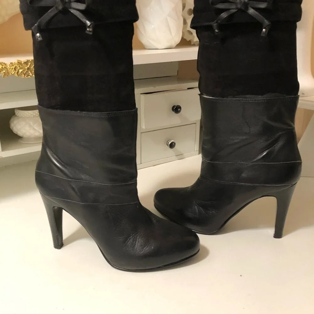 Fifth Avenue leather boots can wear half or tall